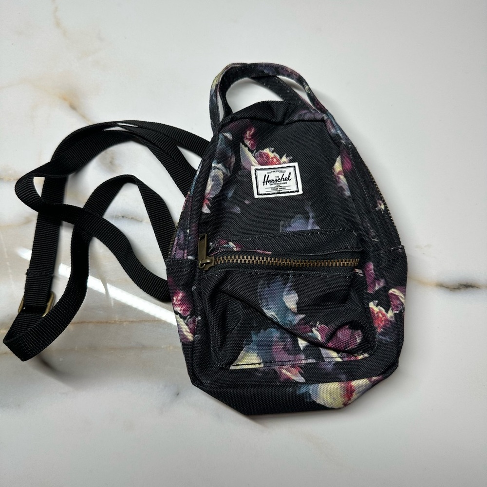 Herschel Black Floral Mini Backpack